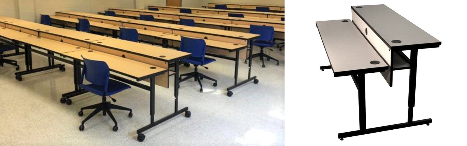 CFC Educational Spilt Top Steel Base Table Feature